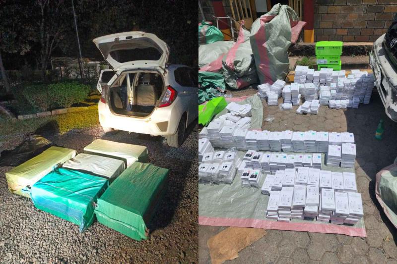 Collage photo of seized counterfeit goods.